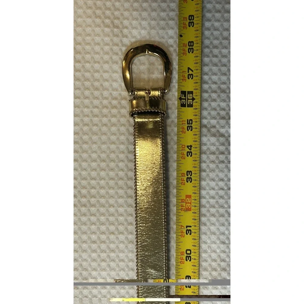 Two Blondes - Women's - Gold Colored Belt Genuine Soft Leather Buckle - 1